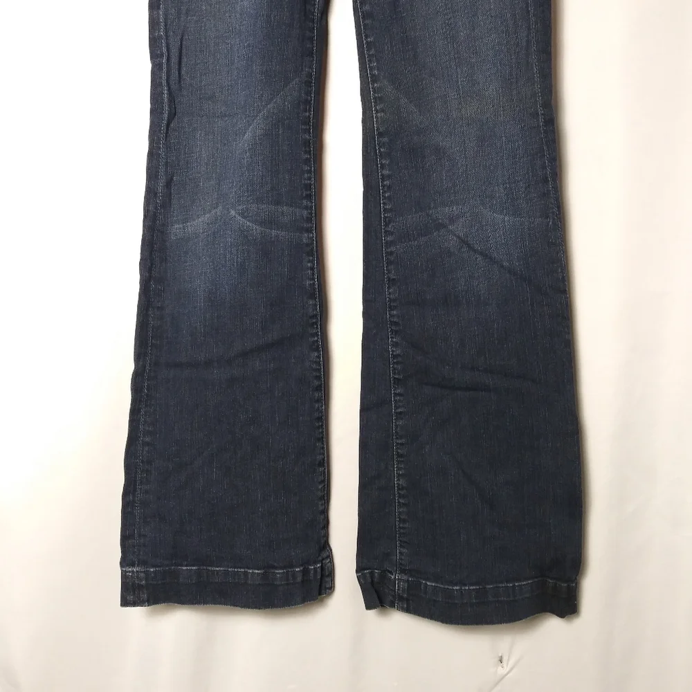 7 For All Mankind Dojo Flare Jeans Womens Size 24 Blue Denim Low Rise Seven - Picture 4 of 8